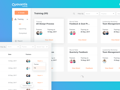 Dashboard for Training and Feedback tool- Quovantis