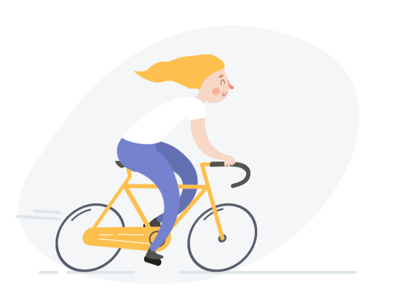 Wind in my hair, dreams in my eyes cycling girl illustration motion graphics pedaling
