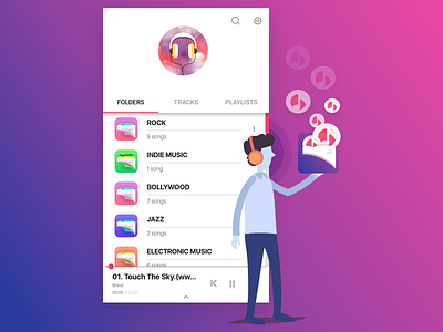 Illustration for Easy Music Player app app design bass illustration music music app sound ui