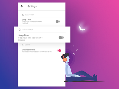 Sleep mode in Music app android android app gradient music music app music app design playlist sleep mode