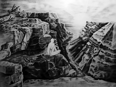 MOMIC black black white black and white charcoal draw drawing illustration nature scene scenery white