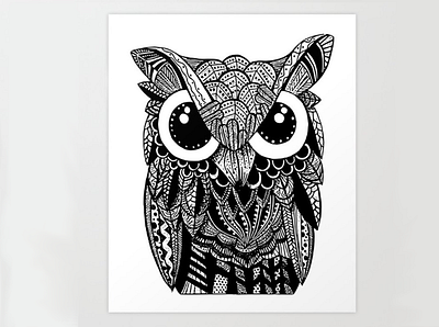 ceci n’est pas un hibou brush coloring doodle drawing illustration ink logo owl sketch tattoo