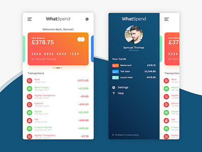 WhatSpend App Concept android app bank card concept credit finance gradient iphone money ui ux