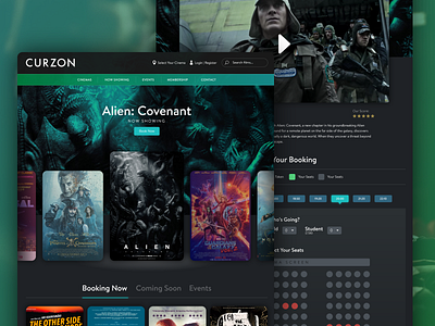 Curzon Redesign Concept aliencovenant cinema concept curzon feedback film movie redesign ticket web web design website