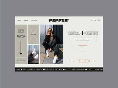 Pepper® — 3 of 3 clothes clothing brand collections ecommerce explore fashion interface modern product sale shoes shop store streetwear typography ui ux web design website