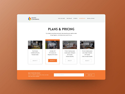 Advent Coworking — 1 / 3 charlotte conference event interface interface design landing page membership membership page orange orange app orange website pricing ux ui web design webdesign