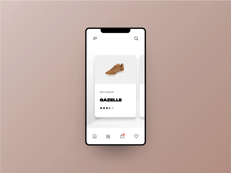 Adidas — 1 of 3 3d adidas aftereffects animation app cards ecommerce gif iphone mobile modern nike prototype shoe shopping sneakers transition ui ux webdesign wireframe