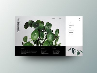 Wildernis — 1 of 3 desktop garden homepage interface layout leaves plants ui ux webdesign