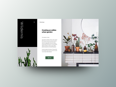 Wildernis — 2 of 3 desktop garden interface layout leaves modern plants ui ux webdesign