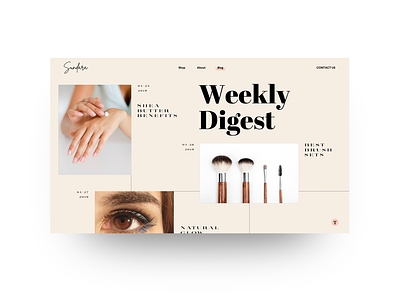 Sundara — 1 of 3 articles blog brushes cosmetics filter grid interface makeup minimal news skincare tips webdesign
