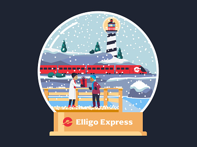 Snow Globe Express gift health holiday illustration lighthouse snow snowglobe vector