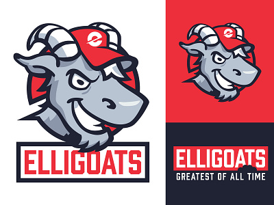 Elligoats baseball design e goat hat illustration logo red sports