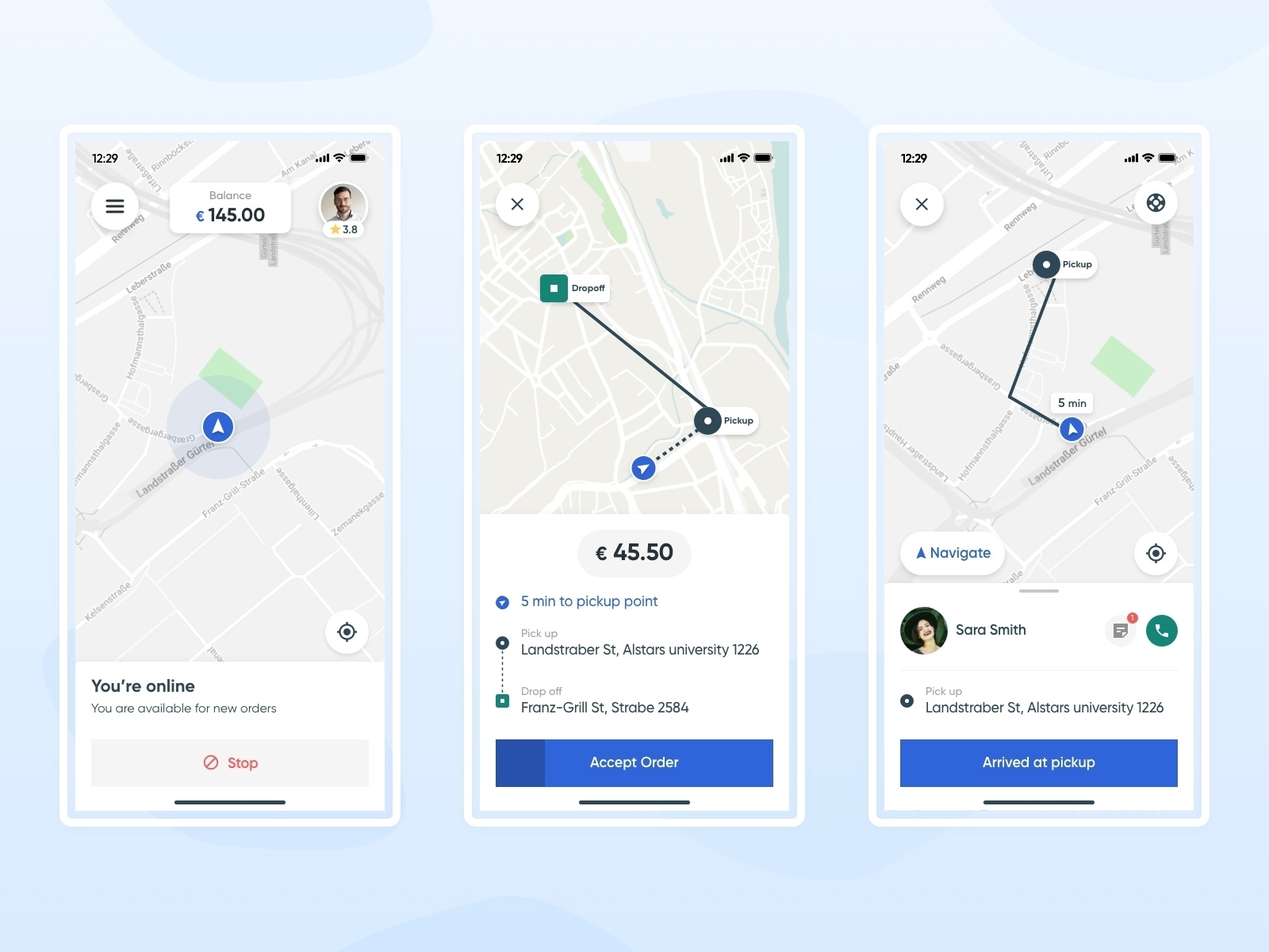 Moveit driver app by Hossein Majidinejad on Dribbble
