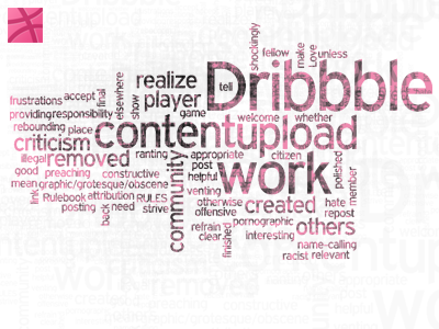 Dribble Rules Cloud pink word cloud