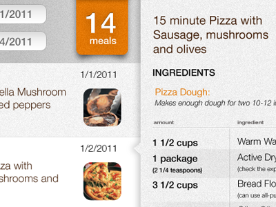 iPad Meal Planner ipad meal planner ui