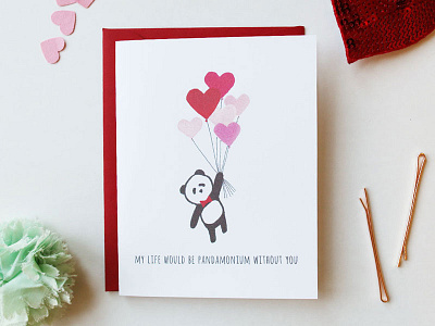 My life would be pandamonium without you card greeting card love panda print puns valentine