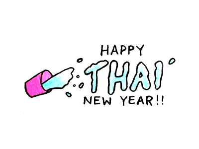 Happy Thai New Year!! copic hand lettering lettering micron songkran thai new year water