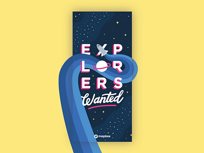 Explorers Wanted Billboard billboard explore explorers wanted illustration lettering mapbbox space