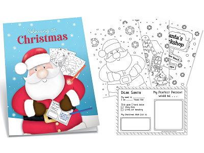 Colouring at Christmas colouring book colouring page design graphic design greeting card illustration photoshop santa