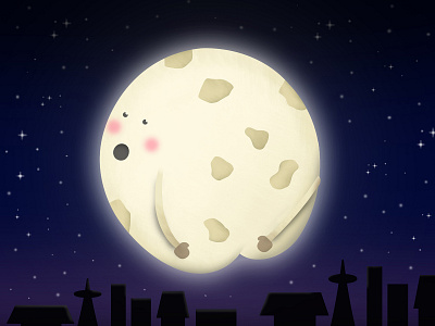 Moonie greeting card illustration photoshop