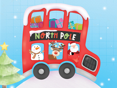 BEEP! BEEP! Next stop - North Pole! design illustration photoshop