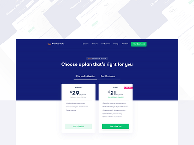 Choose a plan that's right for you | Pricing page business company design free get started individual inner new page plan pricing trail ui user experience