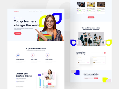 e-Learning Website clean colorful course course landing page design educational elearning landing page homepage landing page learning online education online learning online learning landing page school tech ui web website