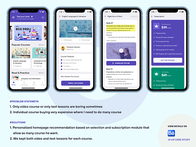 Education App UI UX Case Study (Course taking & buying Problem) app case study course design education homepage illustration landing page learning online redesign research subscription ui ux user experience website
