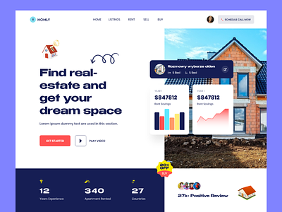 Real Estate Landing Page Header branding buy sell home agent home page house housing landing page marketing mockup mortgage property real estate real estate agent redesign ui web design website website design