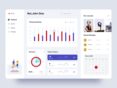 Fitness Dashboard course dashboard design fitness health record track ui ux website