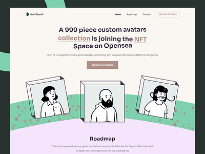 Avatar NFT Landing Page Header avatar buy collect collection custom digital fungible nft non opensea sell token