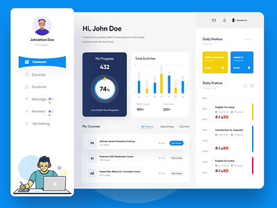 Education course dashboard course dashboard designer education hire hiring online education ui user experience ux