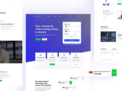 Online Money transfer site design homepage landing page money money transfer online send site transfer ui