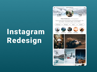 Instagram Redesign Concept app design app ui design gui insta insta redesign instagram iphone app design peter mckinnon redesign ui design