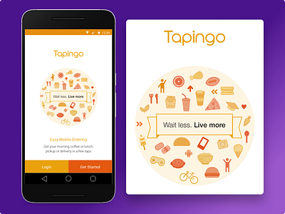 Tapingo app landing screen android get started illustration landing screen login sign in sketch tapingo