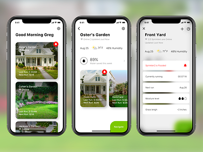 Smart Sprinklers app design garden gardening ios iphone x sketch smart smart sprinklers smarthome sprinkles ui vector yard