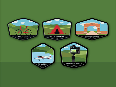 Little Victories Badges Micah Gilbert Allrightsreserved accomplishments badges college cycling experience illustration illustrator indiana little victories nature outside pentool photography series traveling vector