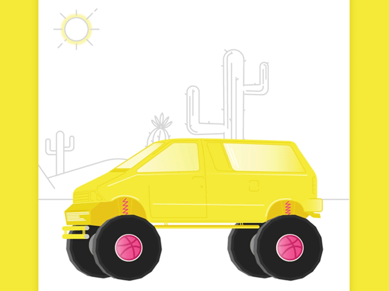 Desert Trippin' - CaraVAN cactus desert van yellow