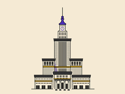 Palace of Culture and Science building illustration palace poland simple vector warsaw