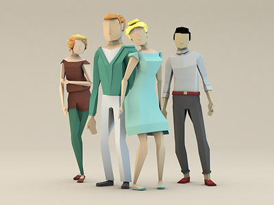 Passengers 3d c4d character cinema4d low poly lowpoly polygon