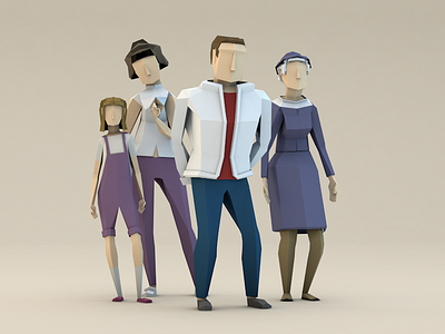 Passengers 3d c4d character cinema4d low poly lowpoly polygon