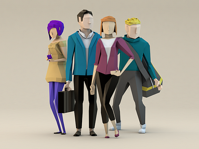 Passengers 3d c4d character cinema4d low poly lowpoly polygon