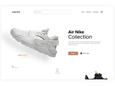 E-commerce Landing page - Shoes landing page minimalist design nike ui design uxui design web design