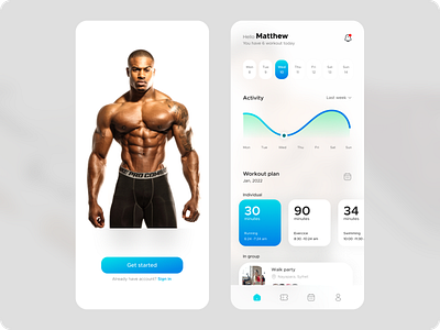 Fitness app design fitness minimalistdesign mobileappdesign uidesign