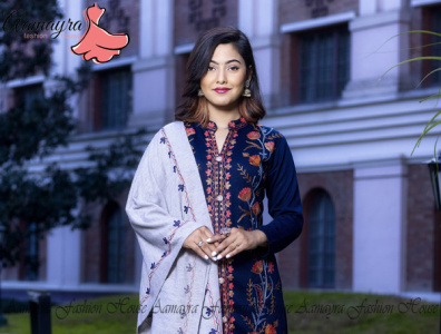 Aamayra Fashion House Navy Blue A’ Cut Woolen Kurti Pant Set nepal