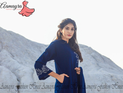Aamayra Fashion House Navy Blue Straight Woolen Kurti With Pant nepal winter kurti