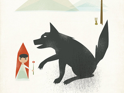 Wolf 2 animals illustration little red wolf