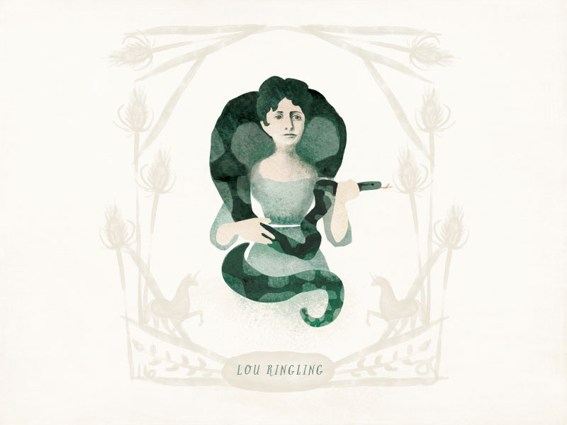 Lou Ringling ghost painting watercolor illustration circus snake