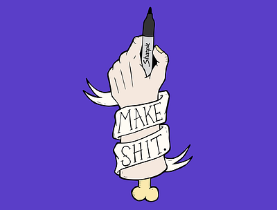 Make Shit Severed Hand bone design illustration make scroll severed severed hand sharpie