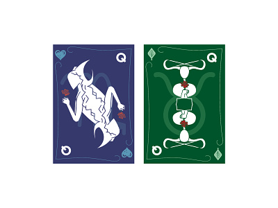 Queens for a poker card deck design graphic design illustration vector